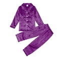 thumbnail image 1 of REDARER Kids Satin Pajama Set, Button Down Long Sleeve Top and Pants, Silky Sleepwear for Boys Girls,5-6 Years, 1 of 8