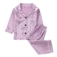 thumbnail image 1 of REDARER Kids Satin Two Piece Pajama Set Lapel Long Sleeve Top Elastic Waist Matching Pants Polka Dot Print Loungewear Outfit for Boys Girls Night Sleep Wear,2-3 Years, 1 of 7