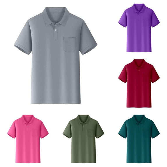 REDARER Kids Short Sleeve Pocket Polo Shirt Soft Breathable Daily Play School Casual Tops School Uniform,9-10 Years