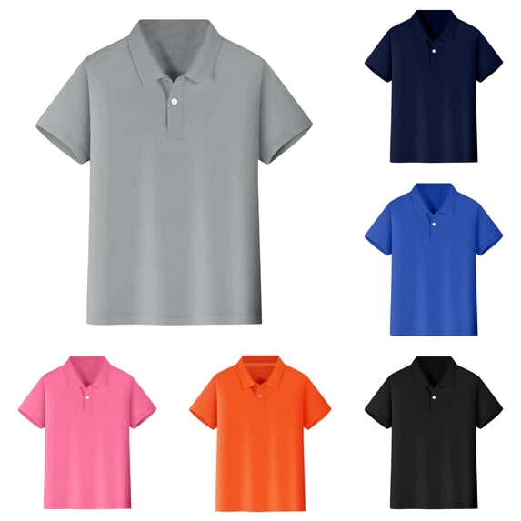 REDARER Kids Short Sleeve Polo Soft Breathable Single Button Placket Summer School Casual Tops School Uniform,4-5 Years