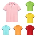 thumbnail image 1 of REDARER Kids Short Sleeve Striped Polo Shirt Solid Soft Button Lapel School Uniform Tops,12, 1 of 3