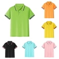 thumbnail image 1 of REDARER Kids Short Sleeve Striped Polo Shirt Solid Soft Button Lapel School Uniform Tops,16, 1 of 3