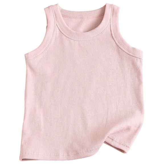 REDARER Unisex Kids Cotton Ribbed Sleeveless Tank Top - Turtleneck Summer Layering Undershirt Daily Outing Casual Loungewear Top,3-4 Years