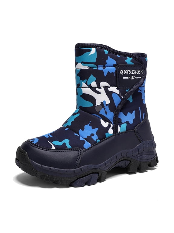 Kids' Snow Boots - SteelClaw Traction Winter Boots with Thermal Lining | Extreme Cold Proof for School & Outdoor ,Color:Dark Blue,Size:4