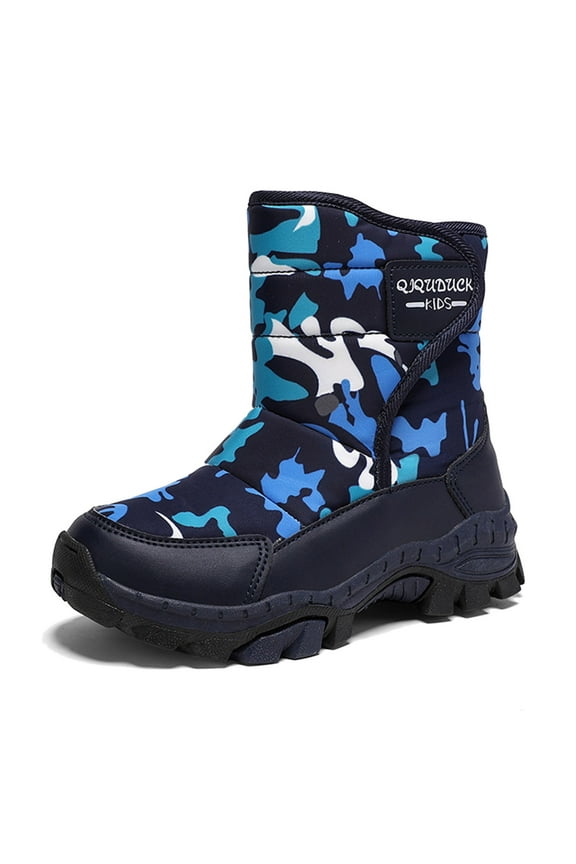 Kids' Snow Boots - SteelClaw Traction Winter Boots with Thermal Lining | Extreme Cold Proof for School & Outdoor ,Color:Dark Blue,Size:6.5