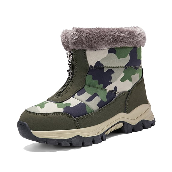 REDARER Kids Snow Boots with Easy Zip, Warm Winter Boots with Plush Lining & Thickened Sole, Non- Comfortable for Outdoor School and Play,Size:13