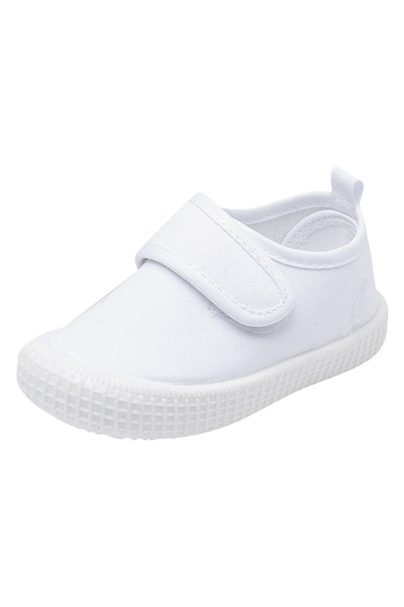 Kids' Soft-Sole Canvas Sneakers - Breathable Cartoon Print Casual Shoes for Everyday Play, Lightweight & Comfortable,Color:White,Size:2-2.5 Years