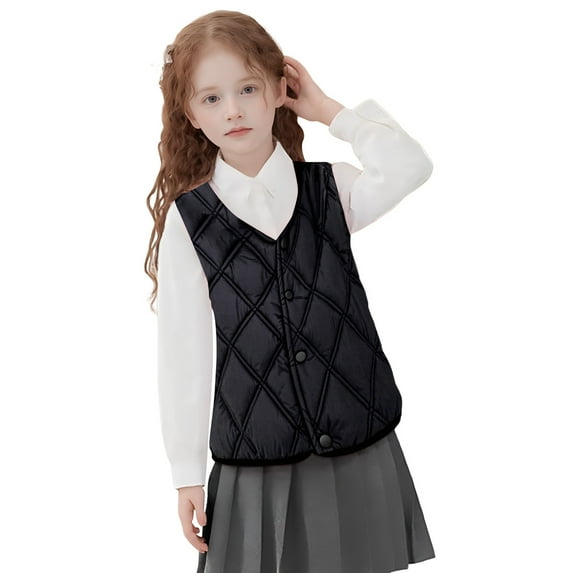 REDARER Kids Solid Color Padded Vest, Down Alternative Sleeveless Jacket, Warm Layering Piece for Winter Outdoor Activities,Size:5-6 Years