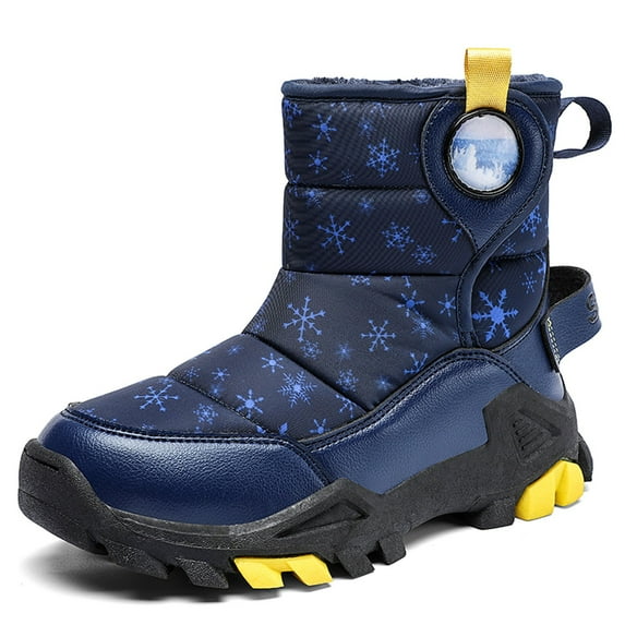 REDARER Kids' Solid Color Snow Boots - Winter Warm Padded Boots for Boys & Girls, Thickened -Lined with Non- Soles,Size:10-10.5 Years