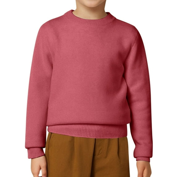 REDARER Kids' Solid Color Sweater - Soft Round Neck Knit Pullover for Warm and Casual Comfort,Size:6-8 Years