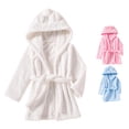 thumbnail image 1 of REDARER Kids Solid Hooded Bathrobe Thick Plush With 3D Ears Long Sleeve Self Tie Warm Autumn Winter Sleep Robe,7-8 Years, 1 of 8