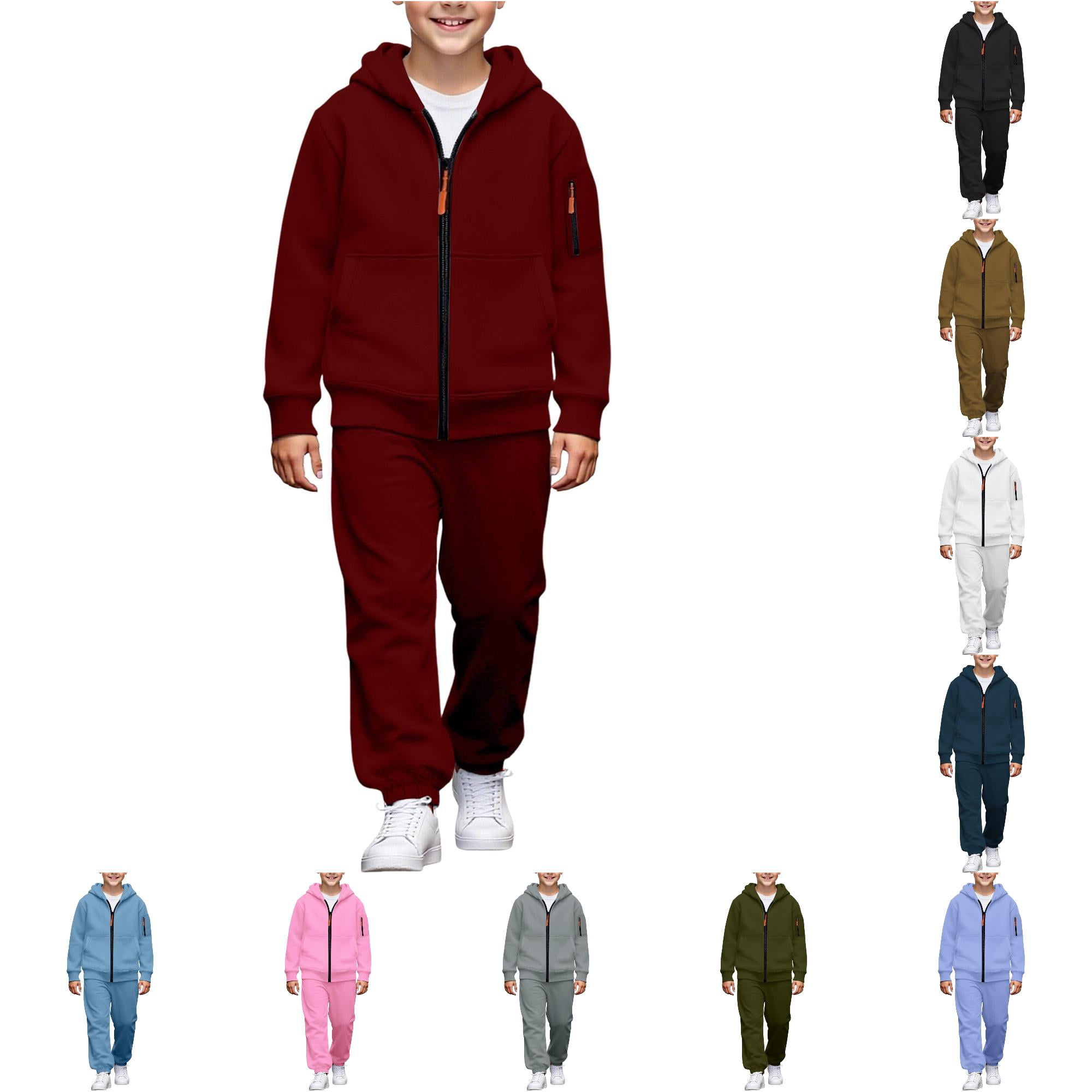 4212 Postcode REDARER Kids Solid Zip Up Hoodie and Jogger Pants Outfit Set Two Piece ...