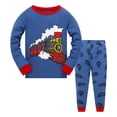 thumbnail image 1 of REDARER Kids Steam Train Print Long Sleeve Pajama Set Two Piece Cartoon Sleepwear for Boys Girls Toddler Nightwear,, 1 of 2
