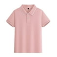 thumbnail image 1 of REDARER Boys Girls Short Sleeve Polo Shirt Striped Collared Casual Top For Summer Holiday Wear,Color:1 Pink,Size:7-8 Years, 1 of 4