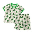 thumbnail image 1 of REDARER Kids Summer Sets Cute Cartoon Pattern Short Sleeved T Shirt + Shorts Casual Two Piece Set,4-5 Years, 1 of 9