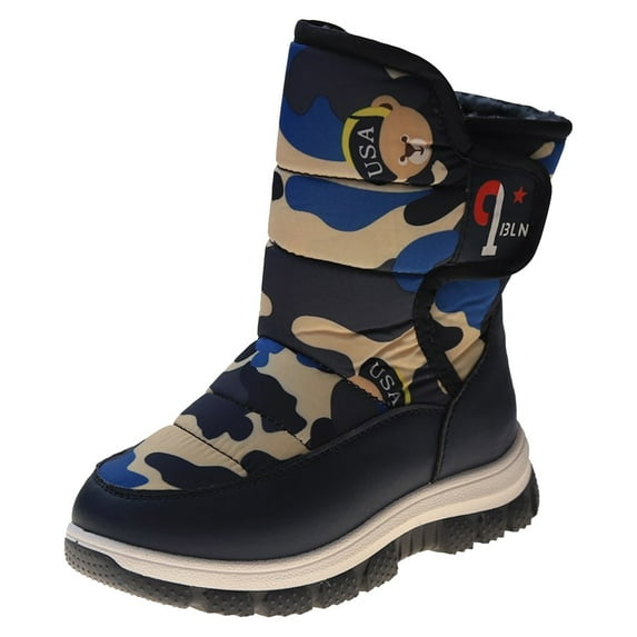 REDARER Kids' Thick Sole Snow Boots - Lined Winter Shoes for Outdoor Play and Cold Weather Comfort,Size:11.5-12 Years