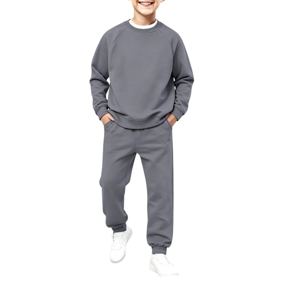 REDARER Kids Unisex 2 Piece Tracksuit Raglan Crewneck Sweatshirt and Jogger Pants Soft Casual Outfit Set for Boys Girls Daily Wear,7-8 Years