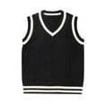 thumbnail image 1 of REDARER Kids V Neck Vest Sweater Sleeveless Cable Knit Pullover Warm Soft Knitwear Top Preppy Style Casual Layering Piece,Color:Black,Size:2-3 Years, 1 of 3