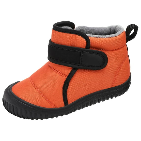 REDARER Kids' Velvet Winter Boots - Warm Flat-Soled Short Booties for Outdoor Play,Color:S2 Orange,Size:3-3.5 Years