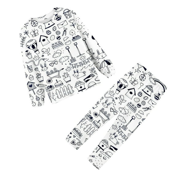 REDARER Kids' Washable Doodle Pajama Set - DIY Sketch Coloring Sleepwear for Creative Play, Ultra-Soft Cotton (Boys & Girls),Size:5-6 Years