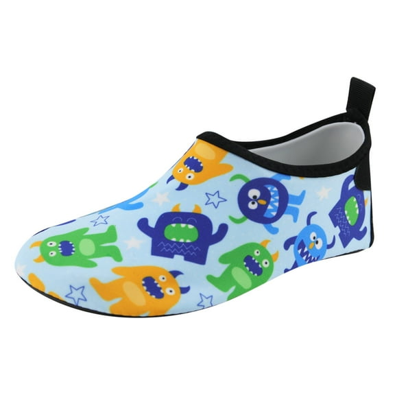 REDARER Kids Water Shoes Breathable Quick-Dry Swim Socks Cartoon Print Non- Rubber Sole for Beach Pool Water Park,Size 7-8 Years