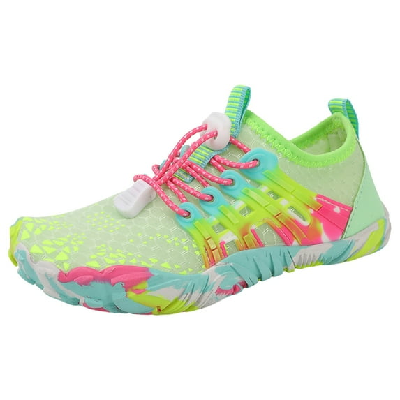 REDARER Kids' Water Shoes - Soft Sole Beach & Swim Shoes for Outdoor Play Pool Fitness,Color:Q6 Green,Size:12.5