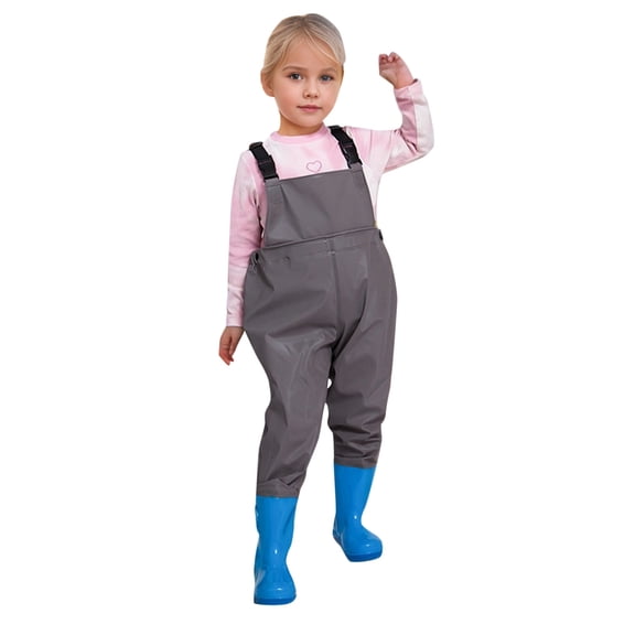 REDARER Kids' Waterproof Chest Waders Adjustable Suspenders Rain & Fishing Bib Overalls with Boots,3-4 Years