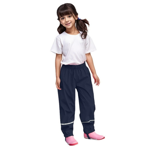 REDARER Kids' Waterproof Rain Pants Elastic Waist Reflective Lightweight Rainwear for Boys & Girls,3-4 Years