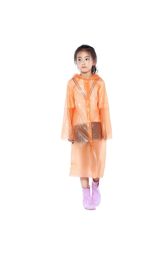 Kids Waterproof Rain Poncho, Buttoned Hooded Raincoat for Spring Summer Autumn Outdoor Use,One Size