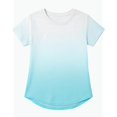 thumbnail image 1 of REDARER Kids White-to-Cyan Gradient Short Sleeve Athletic T Shirt Breathable Mesh Performance Top for Sports Play,4-5 Years, 1 of 4