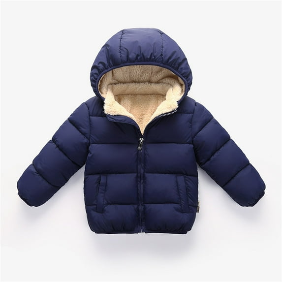 REDARER Kids Winter Coat Thick Warm Hooded Jacket Lined Outerwear, Solid Color Cold Weather Outfit for Boys Girls,4-5 Years