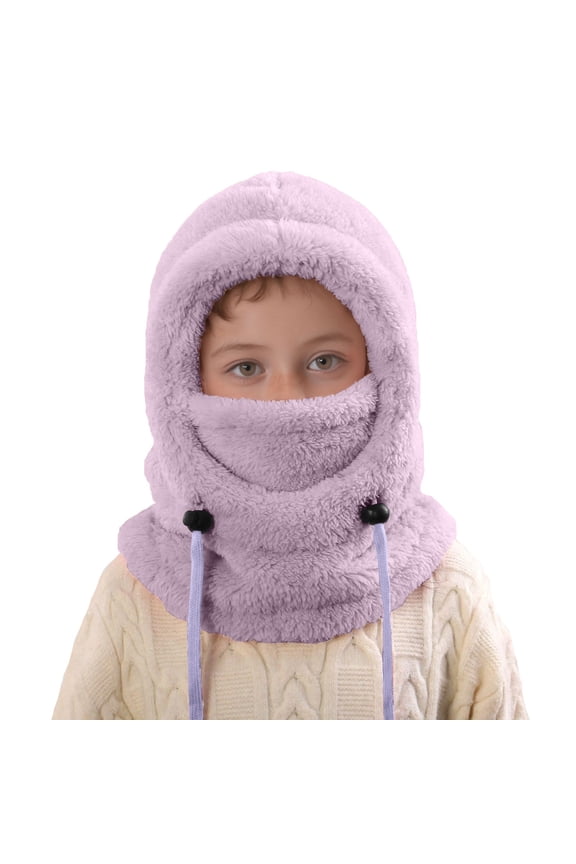 Kids Winter Lined Face Mask Hat with Earflaps for Skiing Cycling Cold Weather Outdoor Activities,3-10 Years