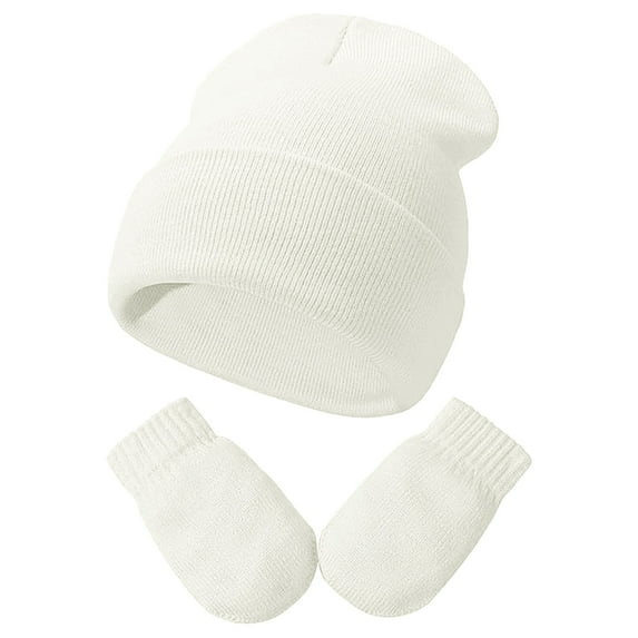 REDARER Kids Winter Hat Set, Soft Knit Beanie and Gloves for Boys Girls, Solid Color Toddler Cap Set,3-24 Months