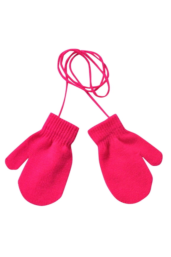 Kids Winter Knitted Gloves, Soft Warm Mittens with Wrist String for Toddler Boys and Girls, Playground & Outdoor,Size:One Size