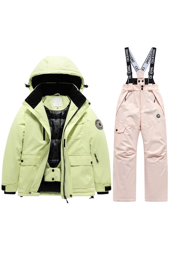 Kids Winter Ski Outfits Boys Girls Warm Thermal Snowsuit for Cold Weather Activities,Kids Clothing,Size:5-6 Years