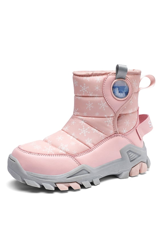 Kids Winter Snow Boots - Non- Warm Lined Thickened for Boys and Girls, Cold Weather,Size:1