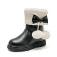 thumbnail image 1 of REDARER Kids Winter Snow Boots Thick Sole Non- Warm Comfortable Solid Color with Bow Detail for Outdoor Play & Casual Wear,Color:Black,Size:9.5-10 Years, 1 of 8