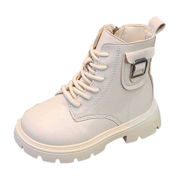REDARER Leather Ankle Boots with Side Zipper, Winter Booties for Girls, Casual Stylish Kids Footwear, Comfortable Daily Wear,Size:15-16 Years