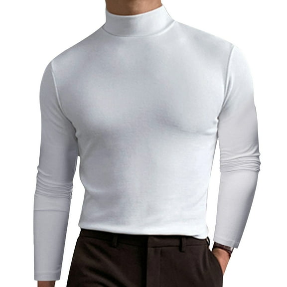 REDARER Men's Long Sleeve Turtleneck Shirt, Soft Solid Color Thermal Top for Autumn and Winter, Comfortable Base Layer,Size:XL