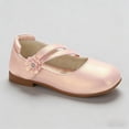 thumbnail image 1 of REDARER Metallic Flower Accent Cross Strap Formal Dress Performance Dance Leather Flat Shoes (Girls'),11-11.5 Years, 1 of 8