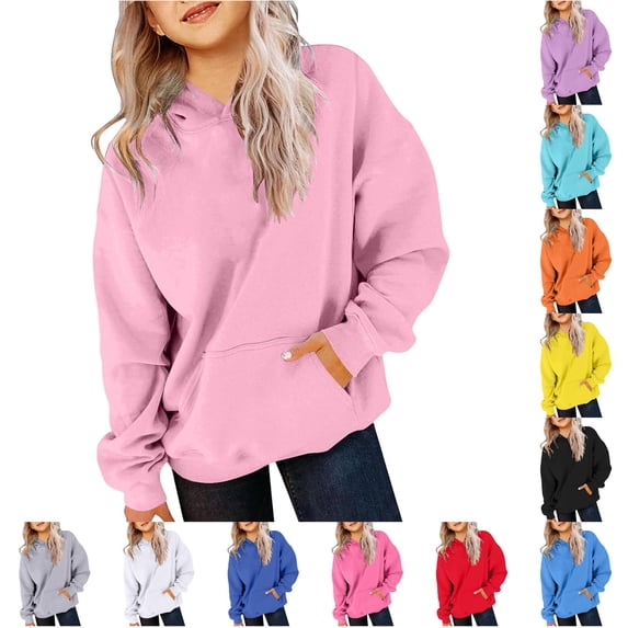 REDARER Oversized Kangaroo Pocket Soft Kids Hooded Pullover for Spring Fall Winter School Daily Unisex Casual Comfort Tops,8-9 Years