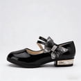 thumbnail image 1 of REDARER Rhinestone Bow Double Strap Performance Dance Leather Dress Shoes, Round Toe Low Block Heel, (Girls'),7-8 Years, 1 of 7
