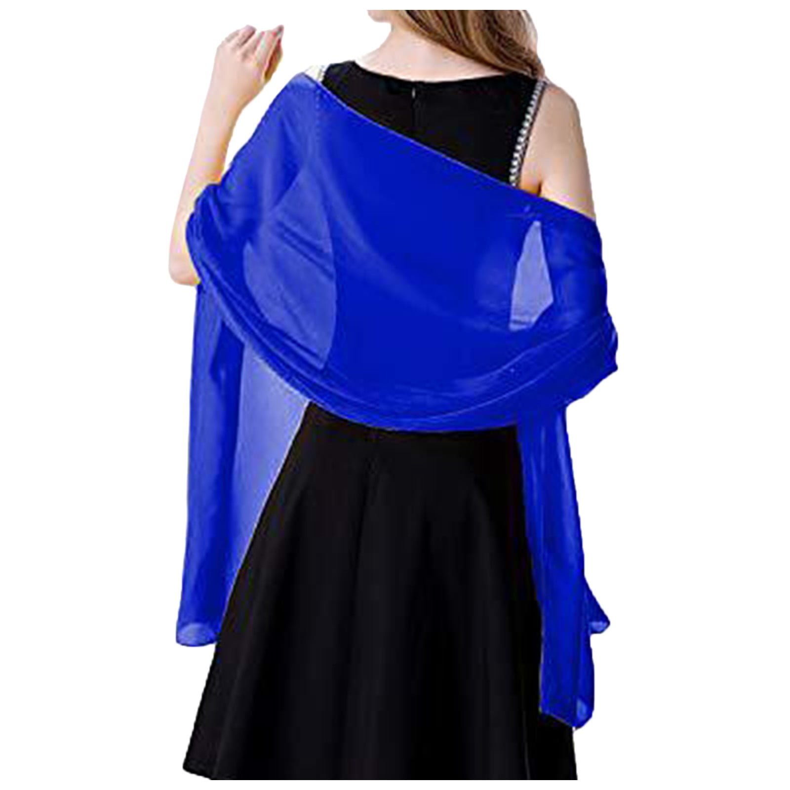 REDARER Soft Chiffon Scarve Shawls Wraps for Dresses Women Accessories Shoulder Shrugs for Women plus Size Cloaks for Women Color Blue Size S