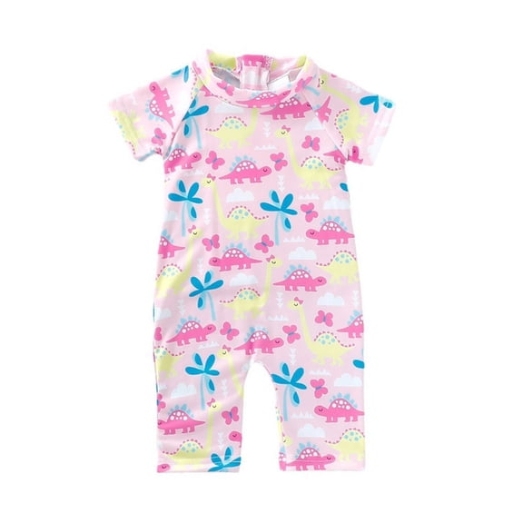 REDARER Summer Boys Girls Short Sleeve Cartoon Dinosaur Prints 1 Piece Swimwear Beach Swimsuit Bikini,Girls Swimsuit,6-9 Months