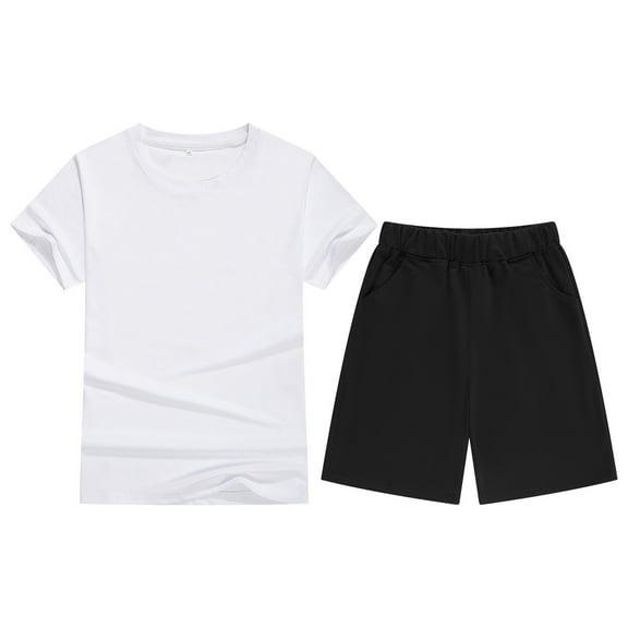 REDARER Summer Boys Soft Short Sleeve T Shirt Top Blouse and Shorts Casual Two Piece Outfit Set,6-7 Years