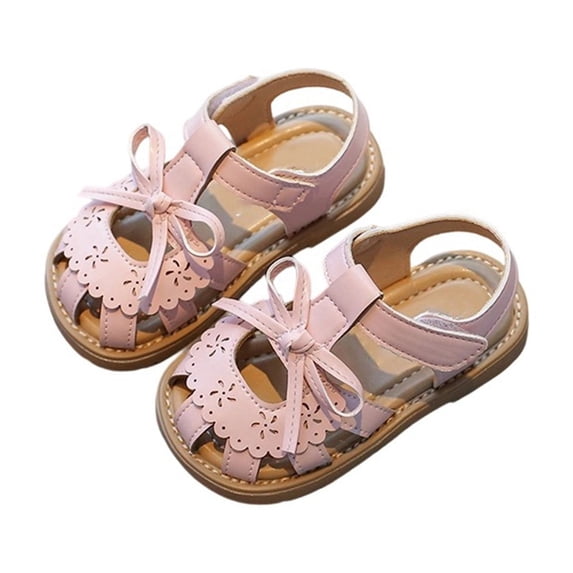 REDARER Summer Girls' Soft Soled Bow Knotted Open Weave Shoes and Sandals,4-4.5 Years