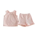 thumbnail image 1 of REDARER Summer Girls and Boys Baby Pure Color Round Neck Lace Trimmed Sleeveless Top and Shorts Set,12-18 Months, 1 of 6