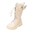 thumbnail image 1 of REDARER Tall Boots for Girls, Soft Sole Leather Booties with Bow Accents, Versatile Flat Heel Children's Boots,Size:11-11.5 Years, 1 of 9