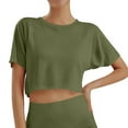 thumbnail image 1 of REDARER Teen Girls' Cropped Slim Fit Shirt | Summer Basic Neck Tee | 10-16Y Short Sleeve Tops,Size 12-13 years, 1 of 3