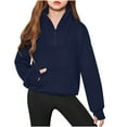 thumbnail image 1 of REDARER Teen Girls Half Zip Hoodie, Quarter Zip Pullover with Pocket, Cozy Fall Sweatshirt, Y2K Loungewear,for 9-10 Years, 1 of 3